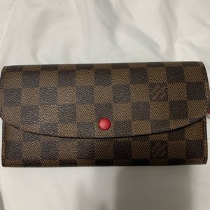 Louis Vuitton Emilie Wallet Damier Ebene & Fuchsia💓🤎